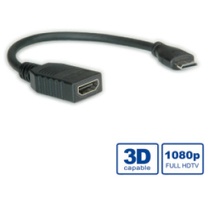 Roline VALUE HDMI High Speed kabel sa mrežom, TIP A (F) - TIP C (M) (mini), 0.15m / 11.99.5586